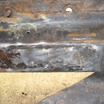 Passenger side front frame rail after patch